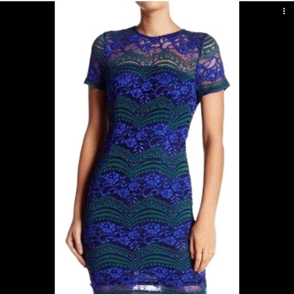 Romeo & Juliet Couture Purple Green Lace Cocktail Dress size Medium D - Picture 11 of 12